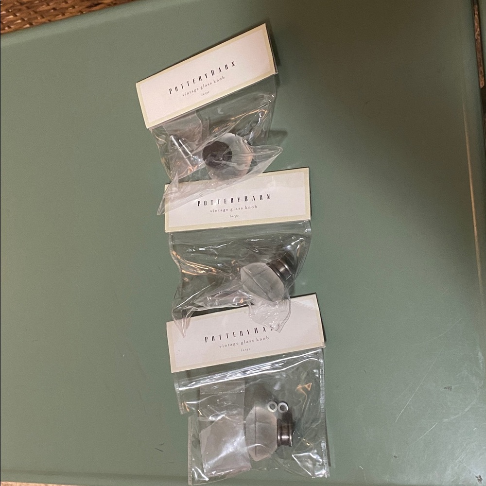 3 New in package Pottery Barn vintage glass knob large
